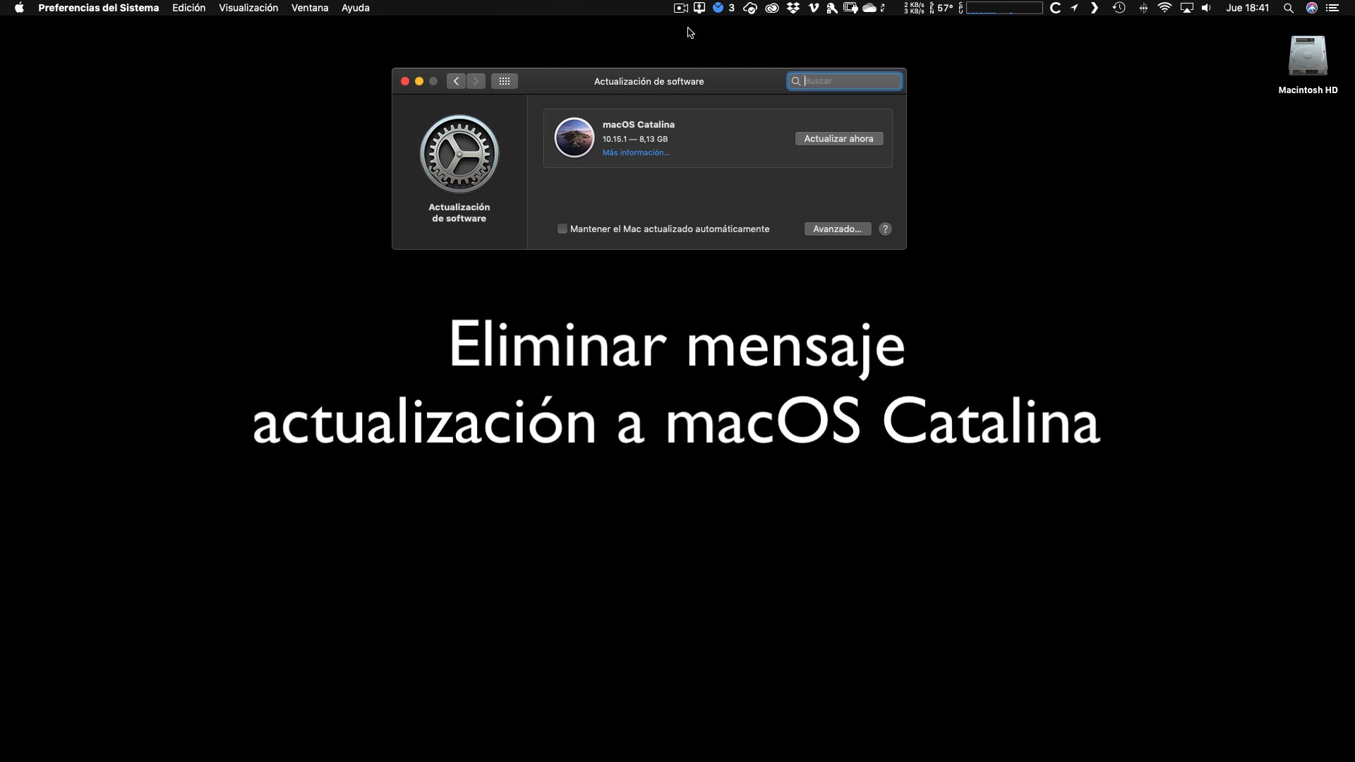 ¿Cómo eliminar el molesto mensaje de actualizar a macOS Catalina?