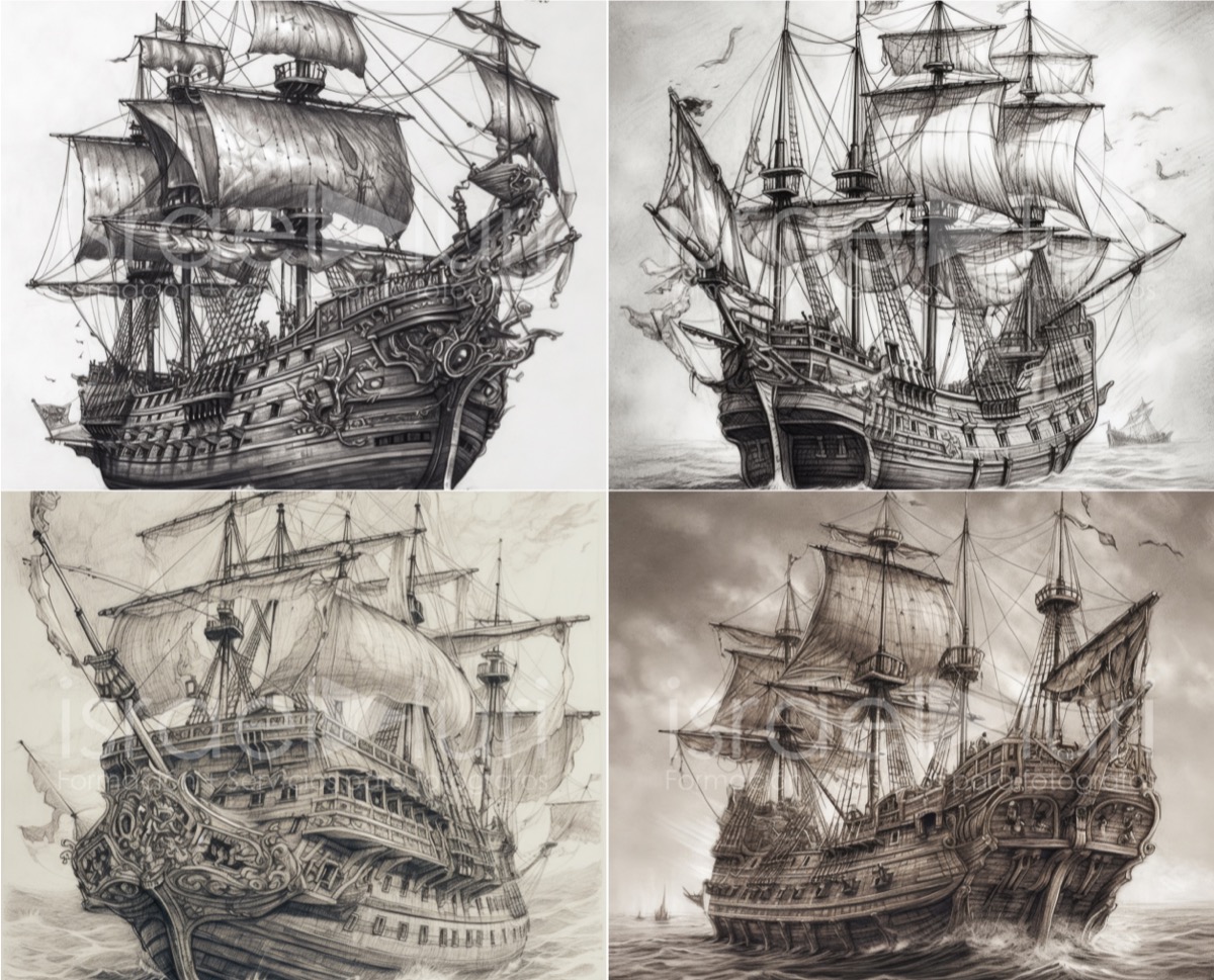 Ilustraciones de barcos antiguos