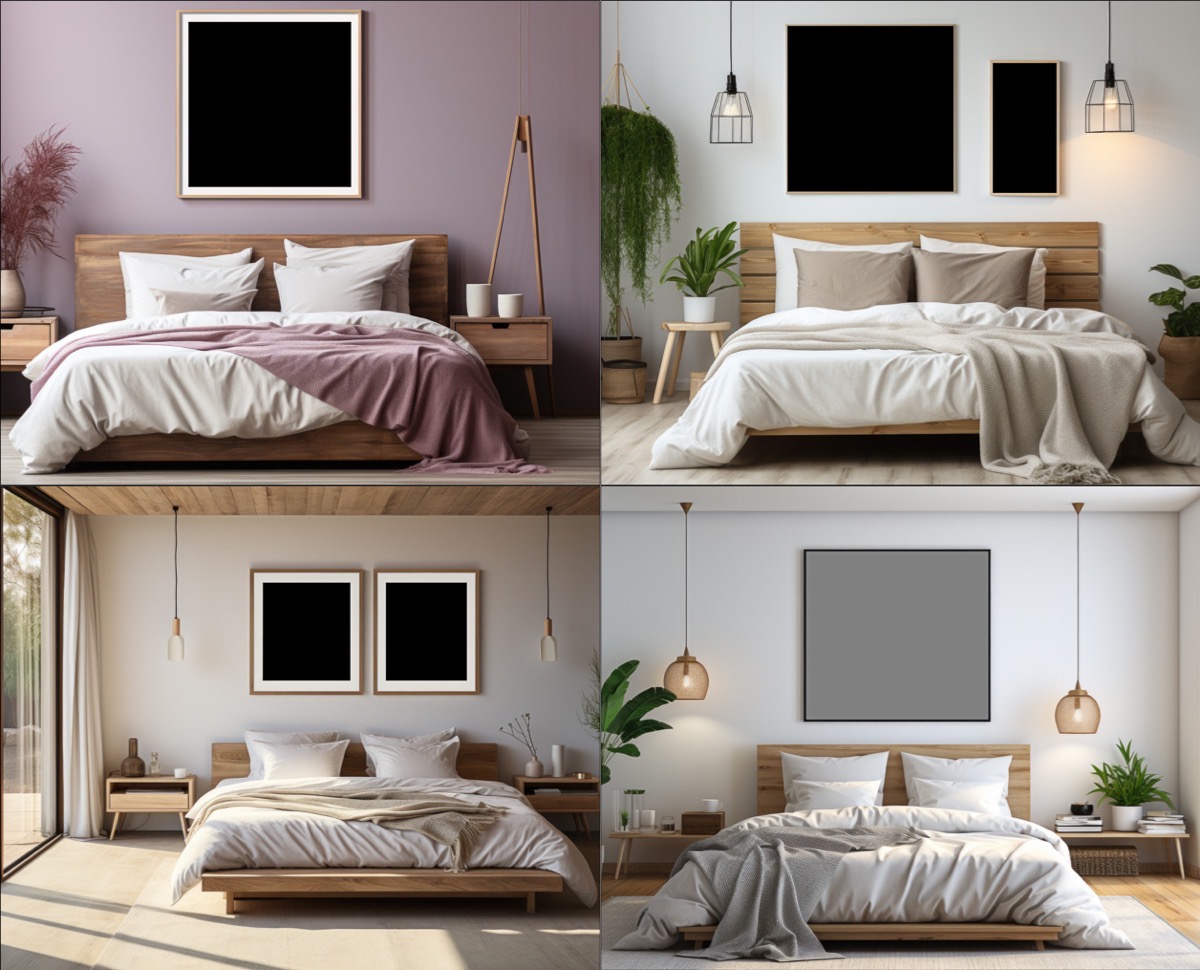 Imágenes de cálidos dormitorios para Mockups