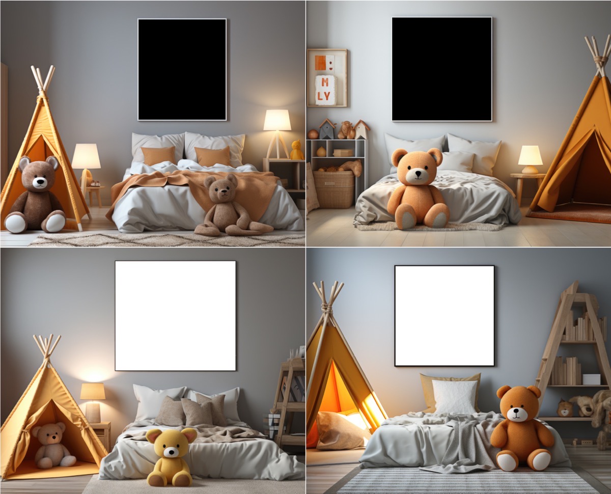 Mockups Decoración en habitación infantil ideal para encajar tu foto y decorar con estilo