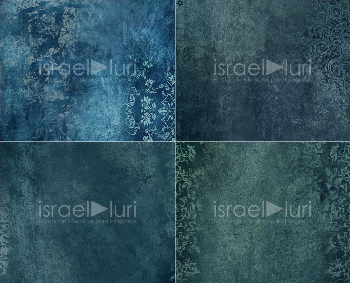 Textura vintage azul con ornamentos para uso en Photoshop.