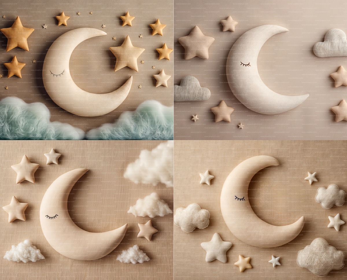 Encantadores fondos de luna y estrellas para fotos de recién nacidos