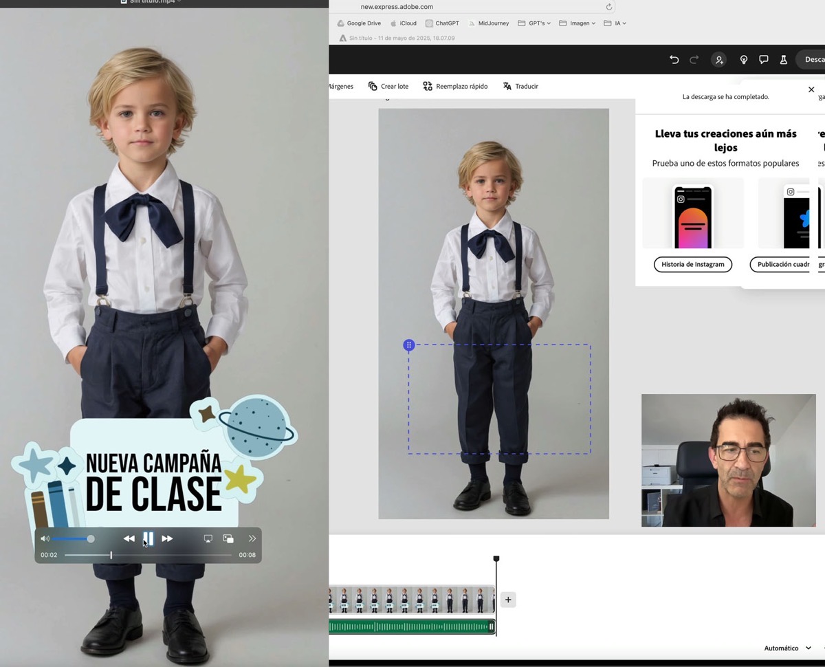 pantalla de Adobe Express mostrando la creación de un Reel – Adobe Express