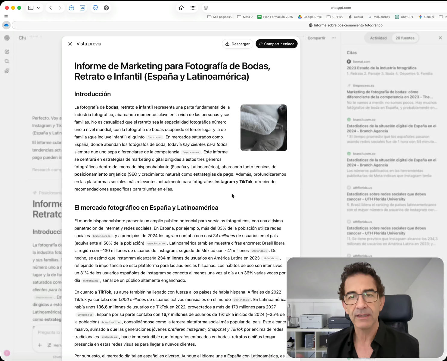 aptura del video mostrando la función de investigación en profundidad en ChatGPT