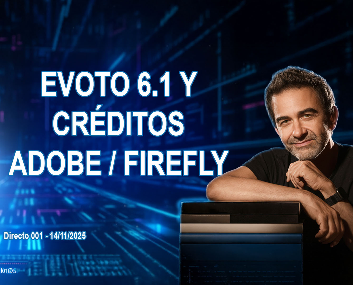 Israel Luri explicando en vídeo las novedades de Evoto 6.1, la nube y el uso de créditos de IA de Adobe Firefly y otras herramientas para fotógrafos.