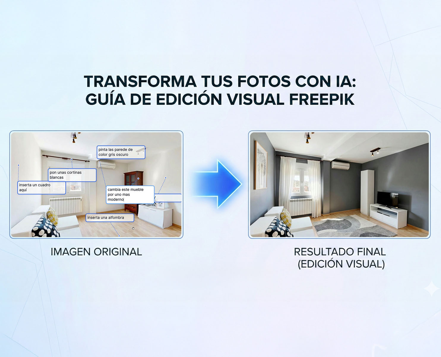 Muestra de edición visual en Freepik