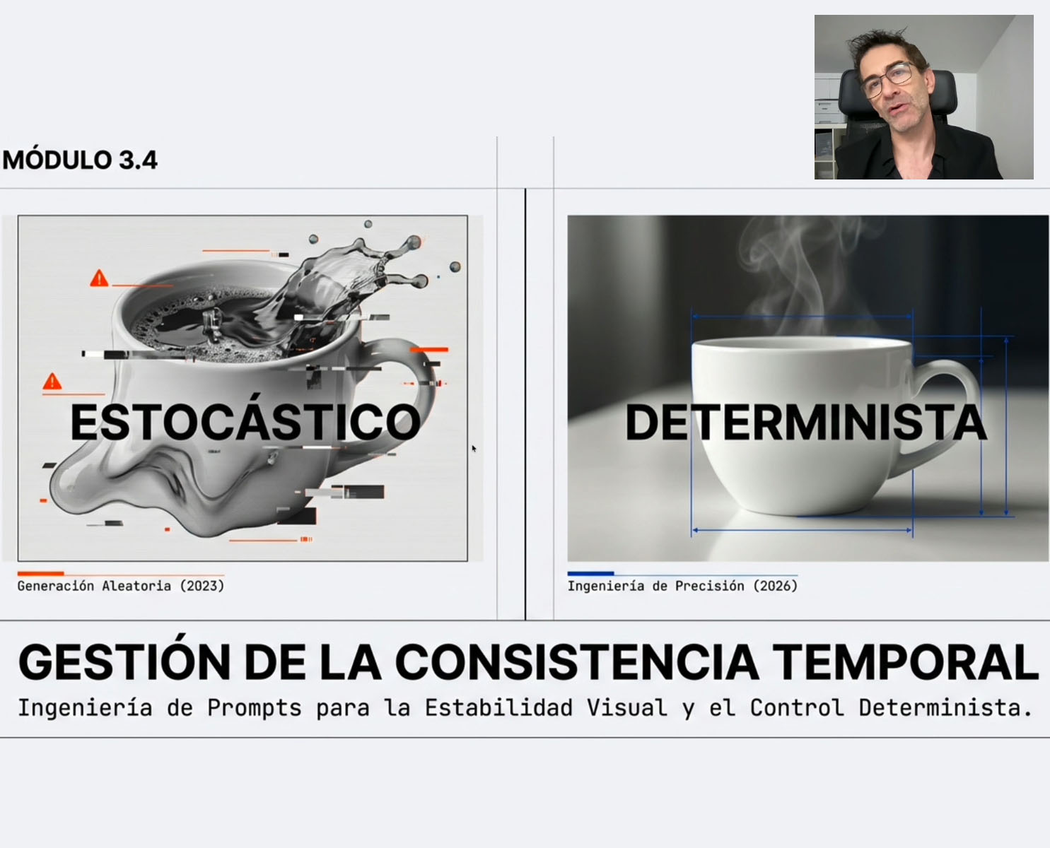 consistencia temporal en video con IA comparando generación estocástica y determinista