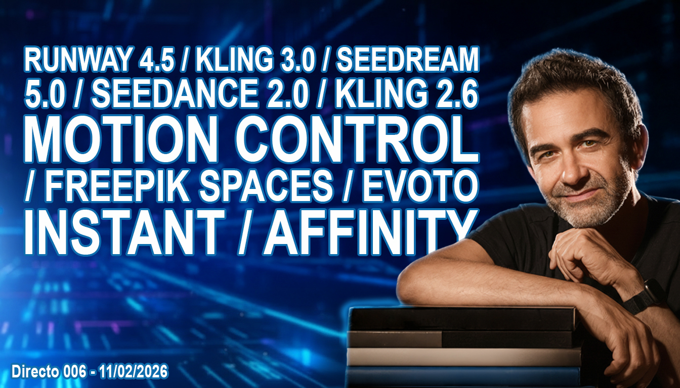 Israel Luri posando en la miniatura del directo 006 sobre las novedades edición IA 2026, con textos destacados.