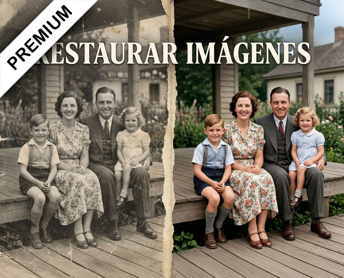 Interfaz de tablero de Freepik Spaces configurado para la restauración de fotos antiguas y coloreado automático mediante inteligencia artificial.